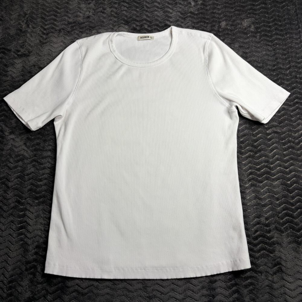Buck Mason white Heirloom Rib Short Sleeve Tee Shirt size 2XL